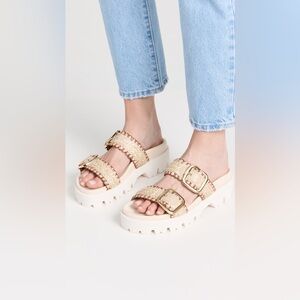 MARIA LUCA Iris Active Raffia Sandals Size 38 NWOT